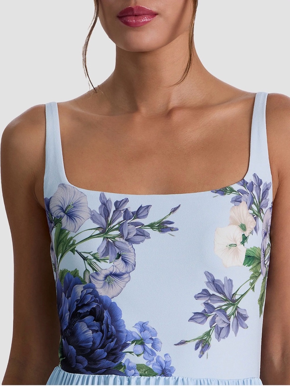 Floral Light Blue Pleated Maxi Dress - Women - Picture 7 of 9